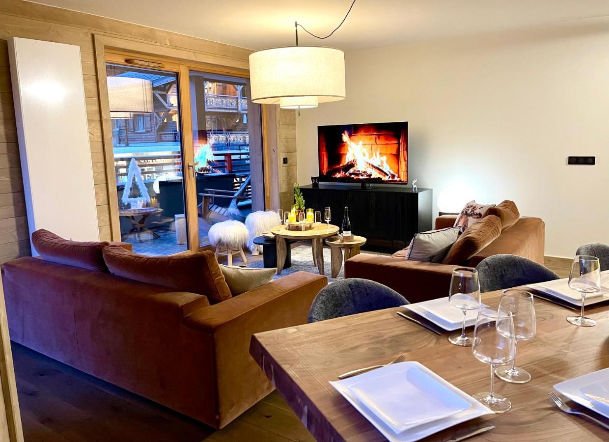 Appartement De Standing Plein Centre Station, 50M Des Pistes Les Gets Bagian luar foto